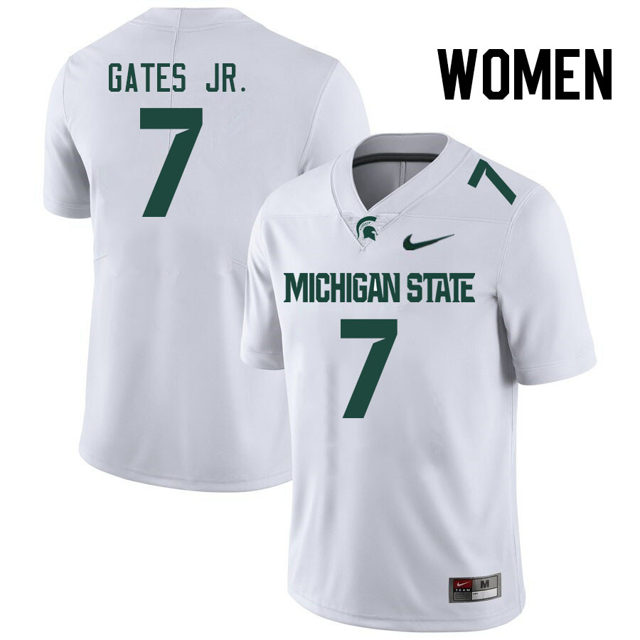 Women #7 Antonio Gates Jr. Michigan State Spartans College Football Jerseys Stitched-White